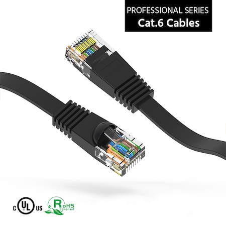 Bestlink Netware CAT6 Flat Ethernet Network Cable- 25ft- Black 100743BK